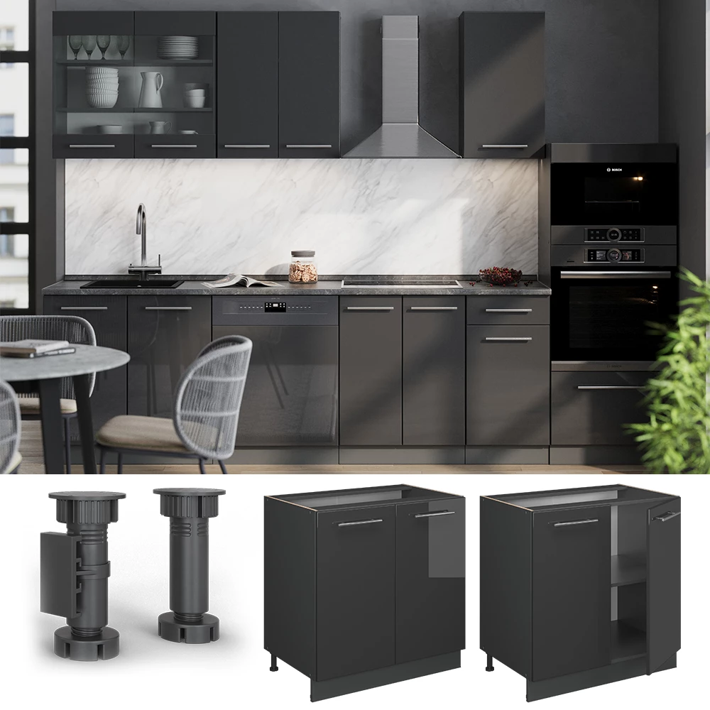 Meuble Sous-plan De Cuisine Fame-Line 80 Cm - VICCO - Blanc Bordeaux Rouge - Brillant Et Moderne