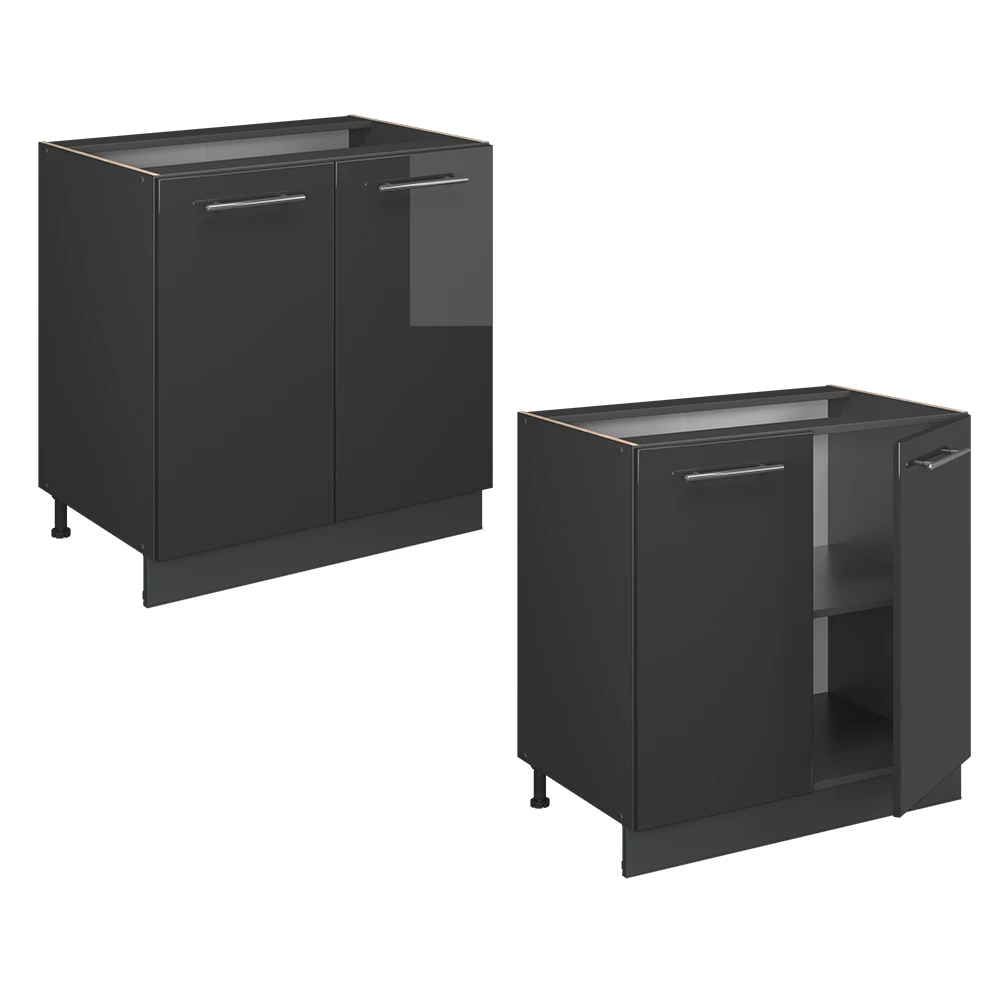 Keukenonderkast Fame-Line Antraciet Hoogglans/Antraciet 80 cm zonder werkblad Vicco