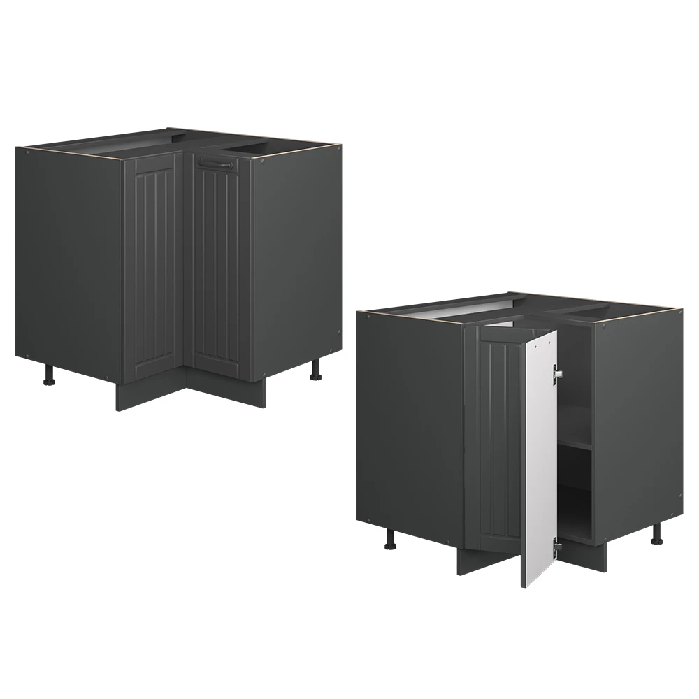 Eckunterschrank Fame-Line Dunkelgrau/Anthrazit 80.5 cm Arbeitsplatte Anthrazit Vicco