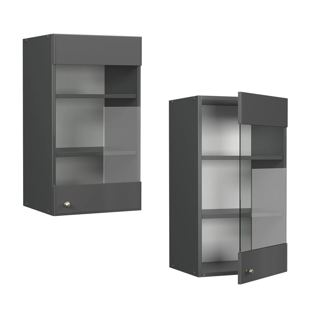 Armoire en verre Fame-Line Anthrazit-Gold Landhaus 40cm Vicco
