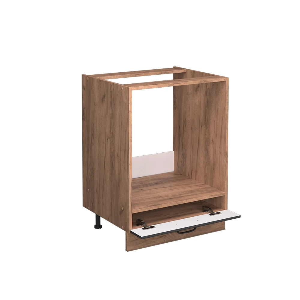 Meuble pour four en Gris foncé sur fond blanc avec des éléments décoratifs