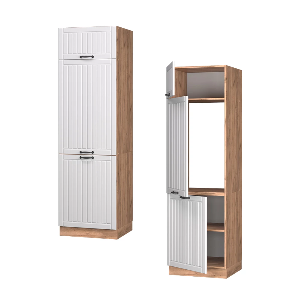 Kühlumbauschrank Fame-Line Weiß Landhaus/Goldkraft Eiche 60 cm Vicco