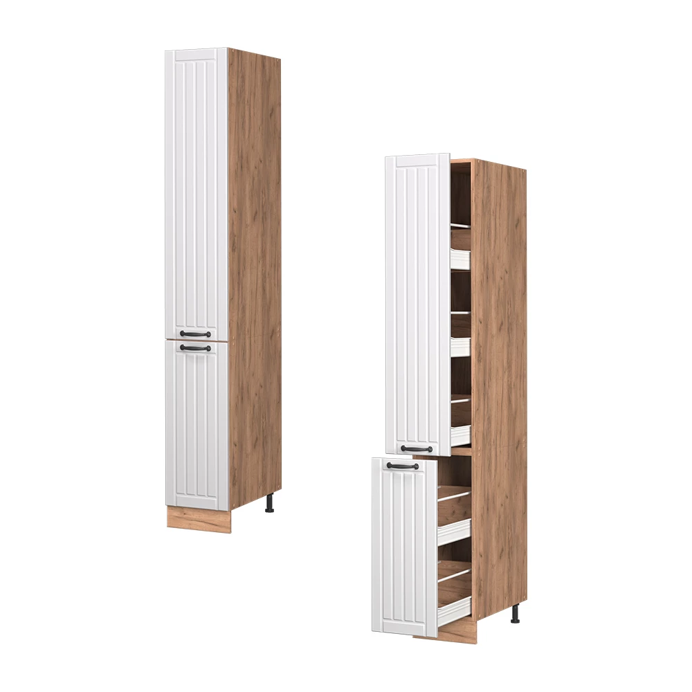 Apothekerschrank Fame-Line Weiß Landhaus/Goldkraft Eiche 30 cm Vicco