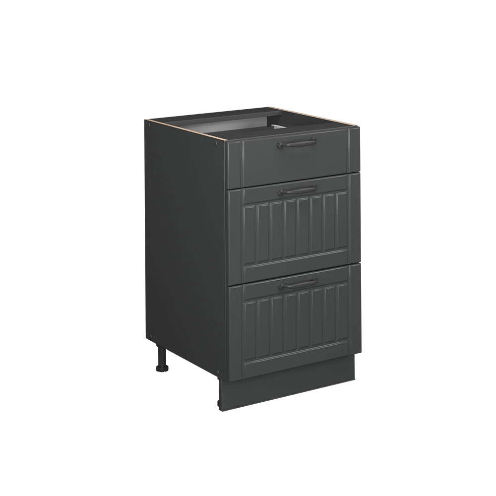 Meuble cuisine en Gris foncé sur fond blanc