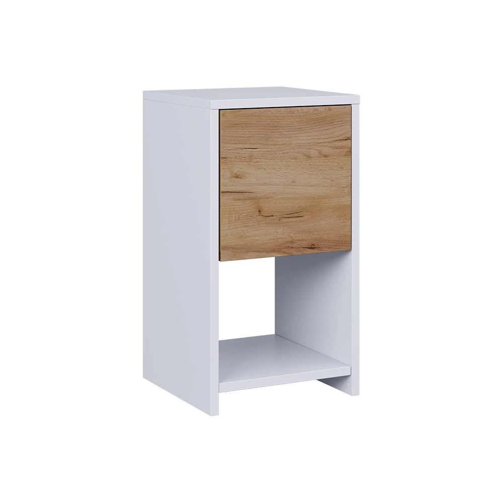 Table de nuit en Chêne blanc/force de l'or sur fond blanc