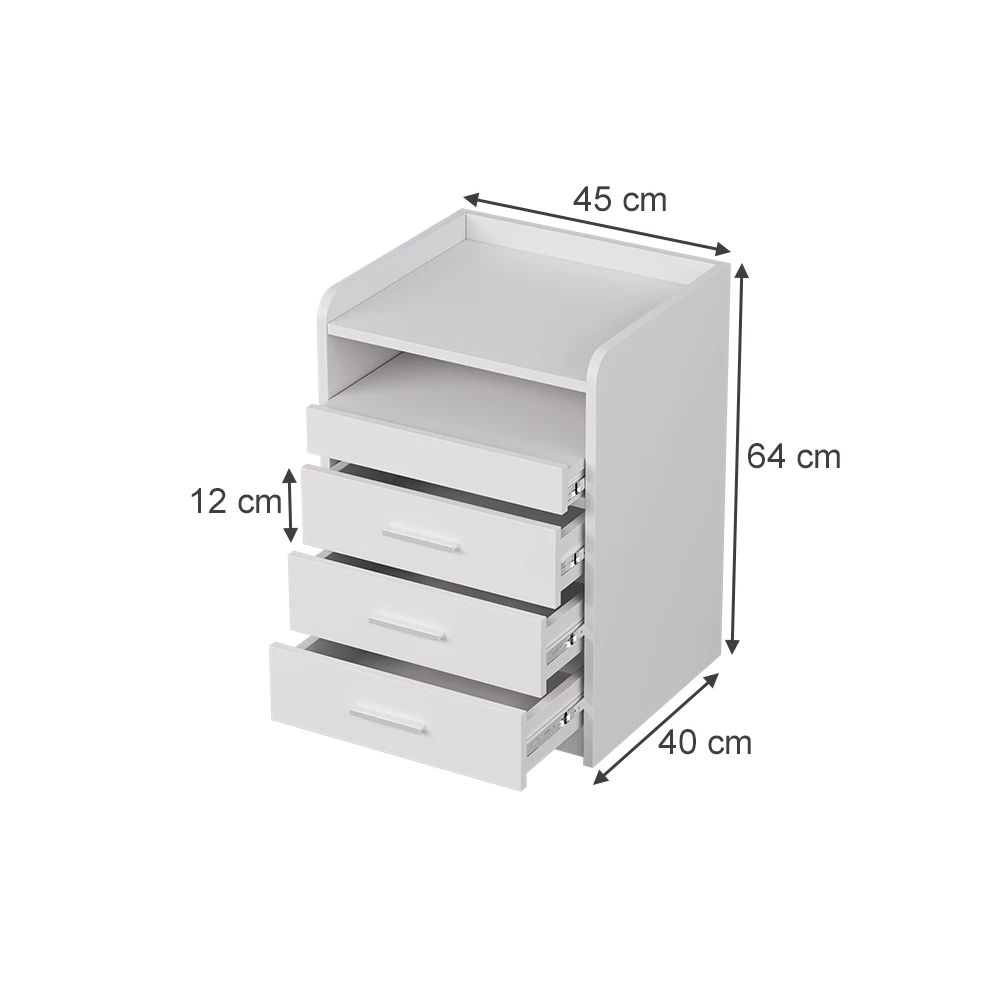 Comodino in Bianco su sfondo bianco