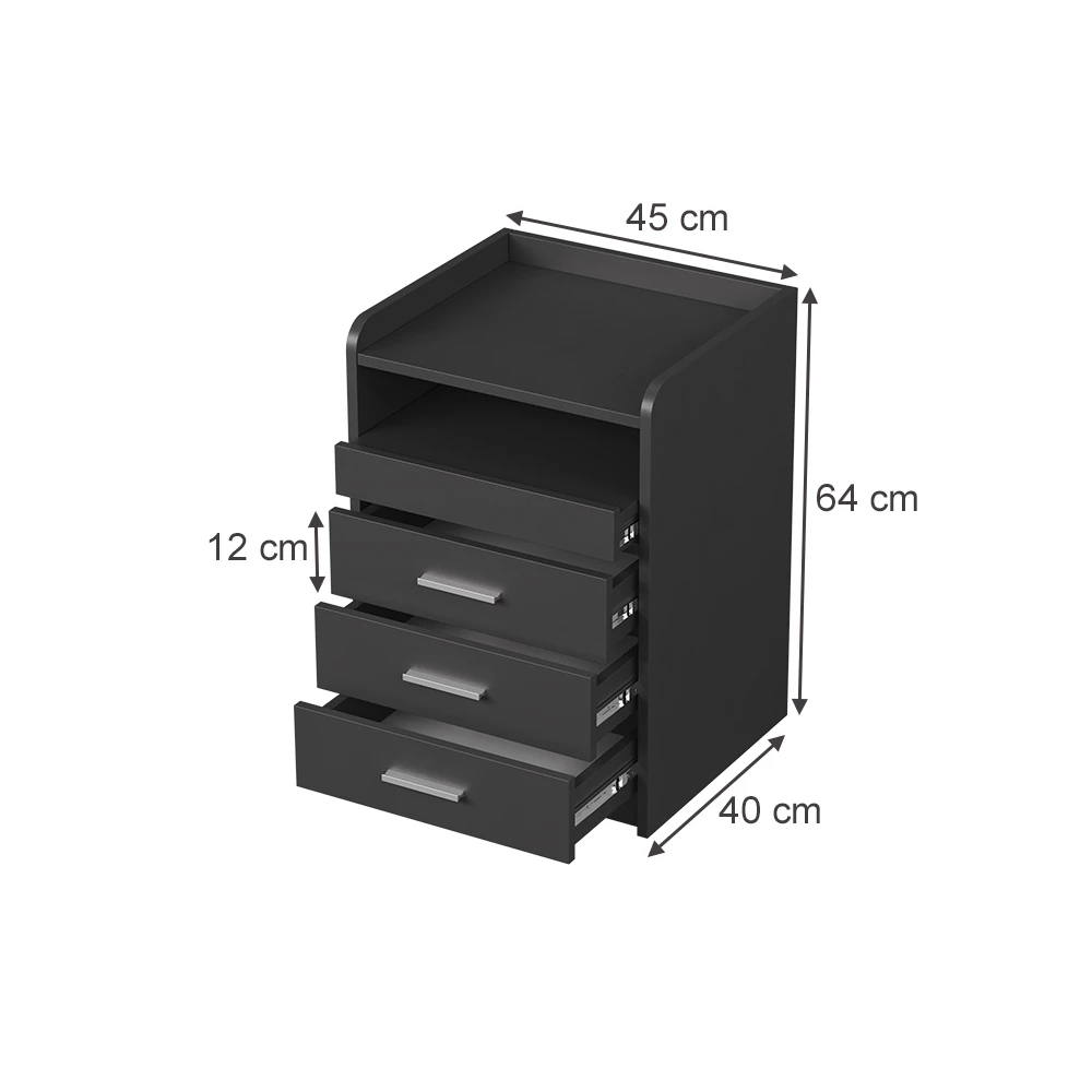 Comodino in Antracite su sfondo bianco