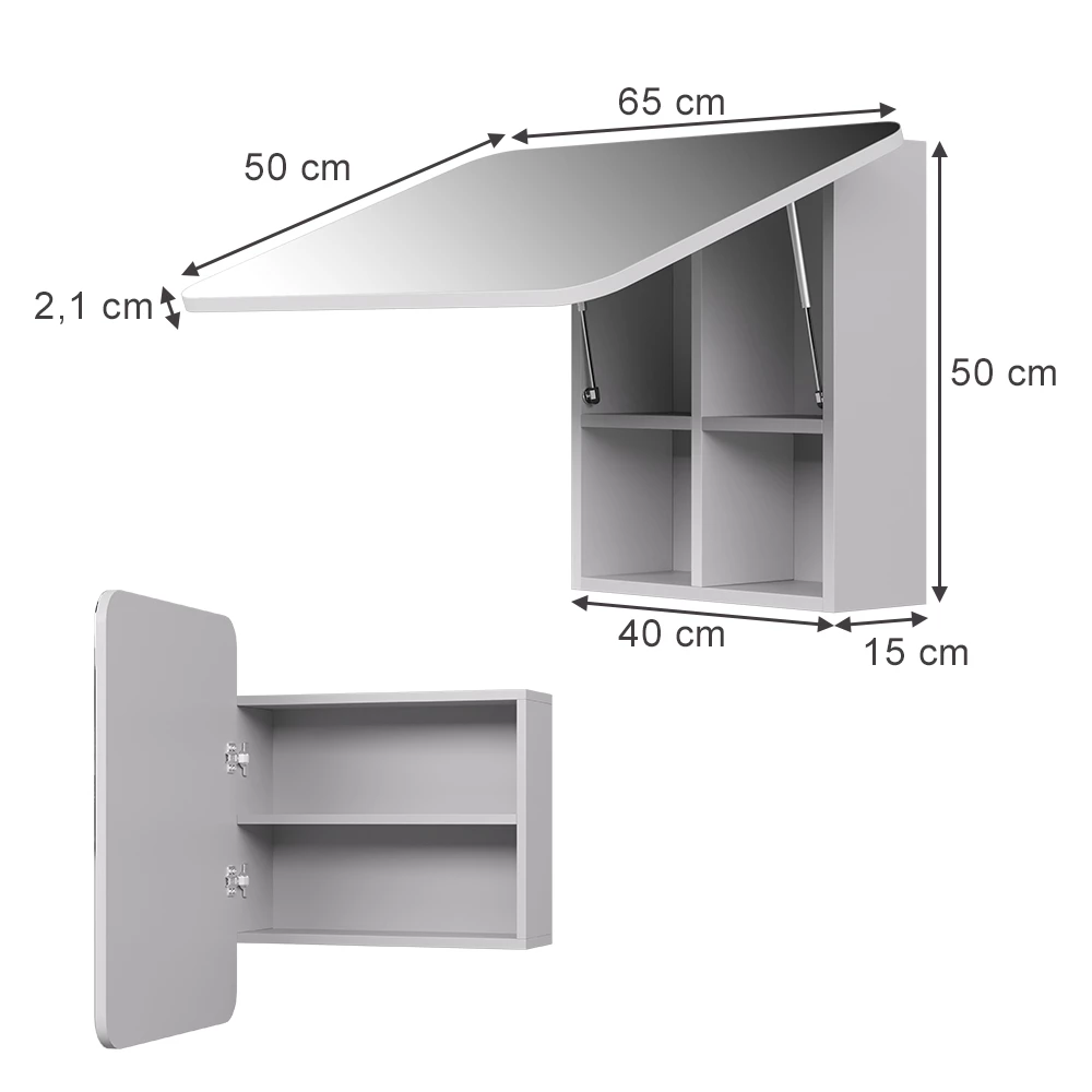 Dulap cu oglindă de baie in Alb on white background