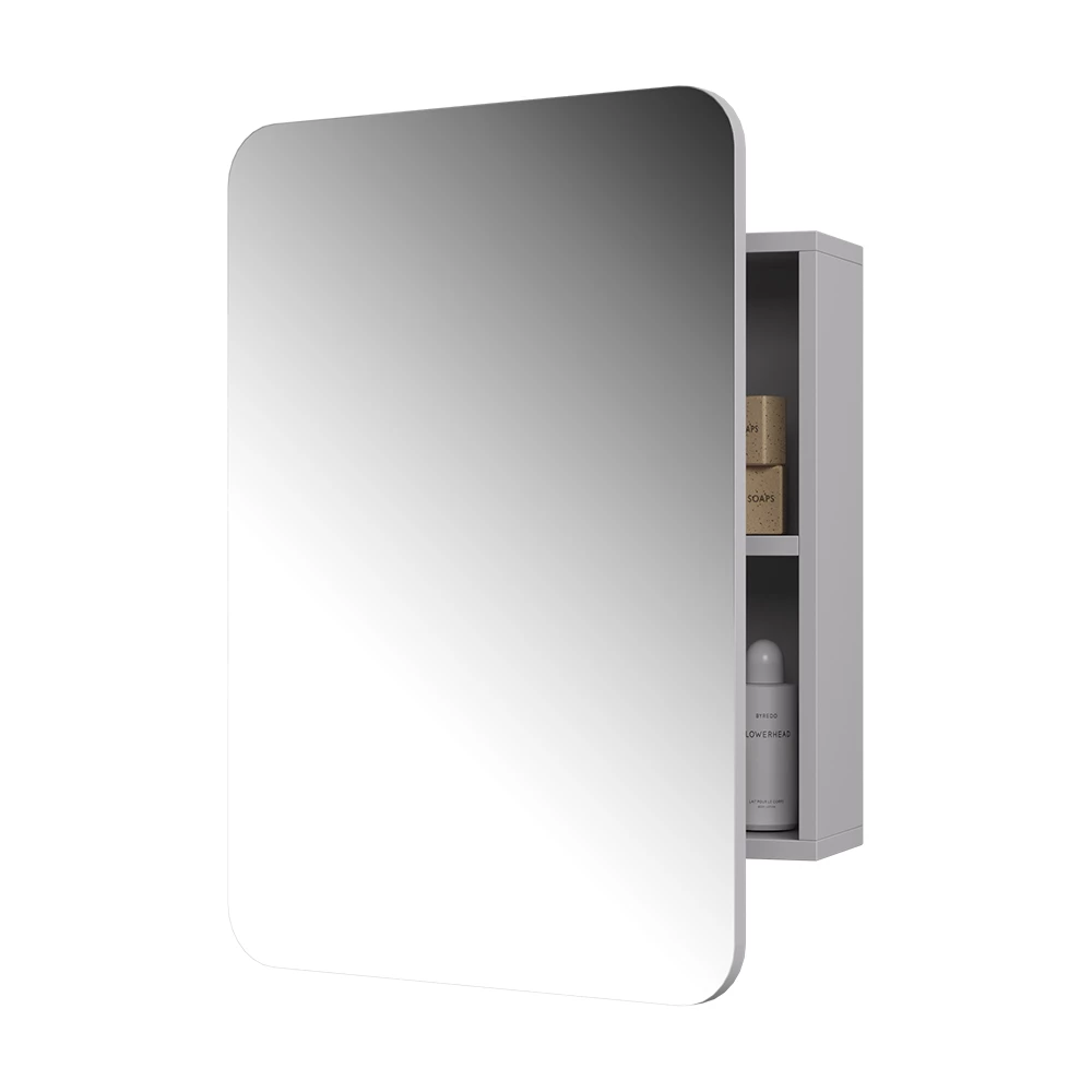 Specchio contenitore bagno in Bianco su sfondo bianco con elementi decorativi