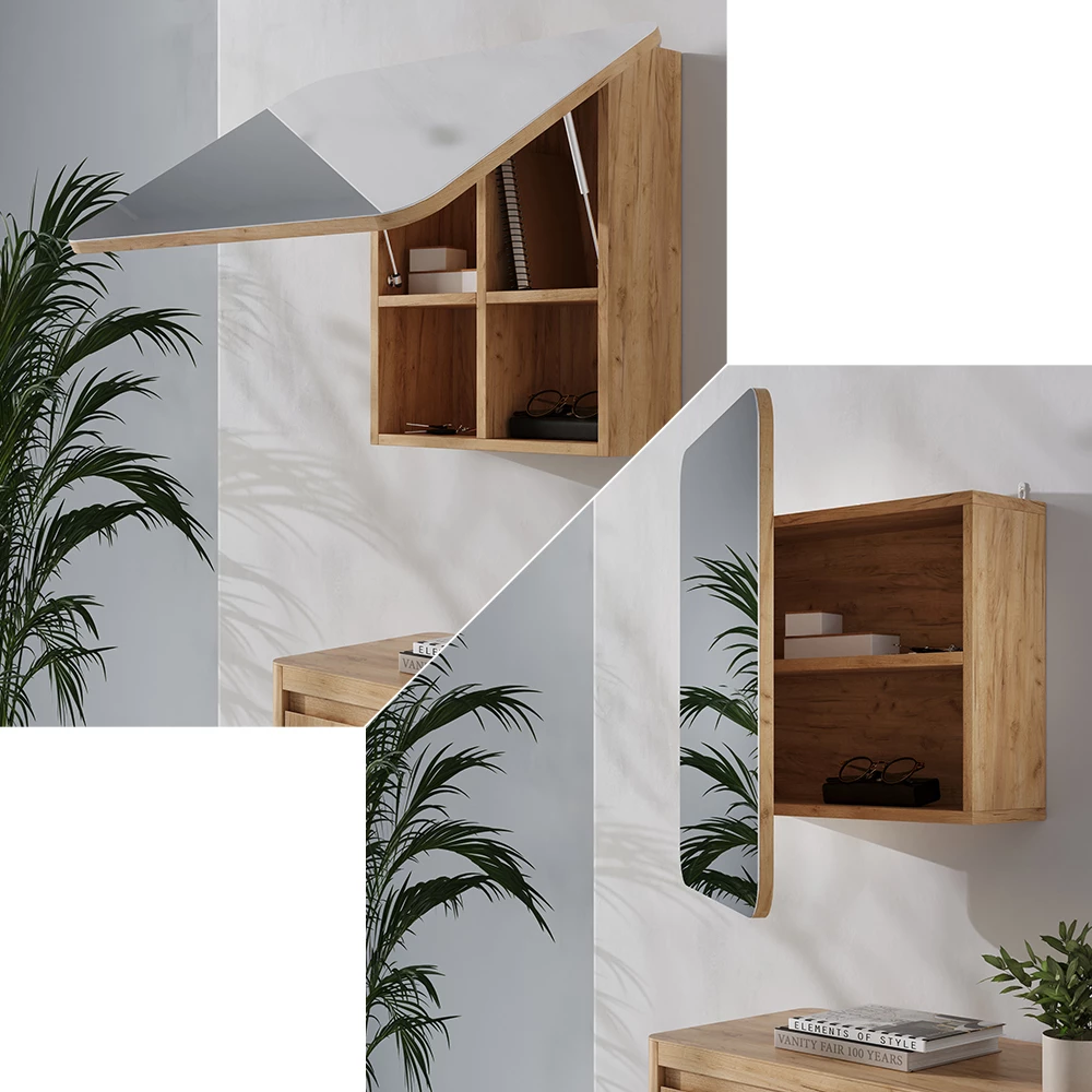 Badspiegelschrank Zino Goldkraft Eiche 60 x 50 cm mit Regalen Vicco