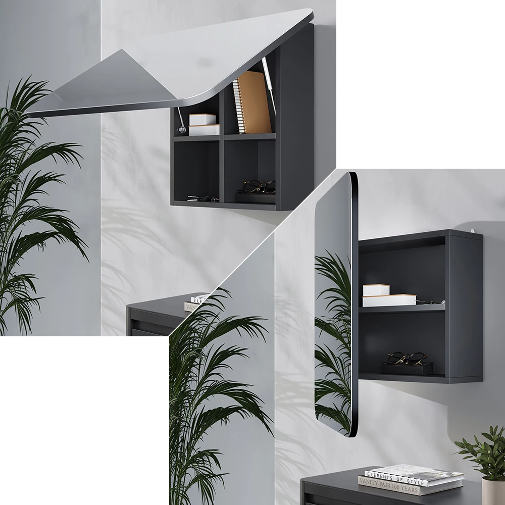 Badspiegelschrank Zino Anthrazit 65 x 50 cm mit Regalen Vicco