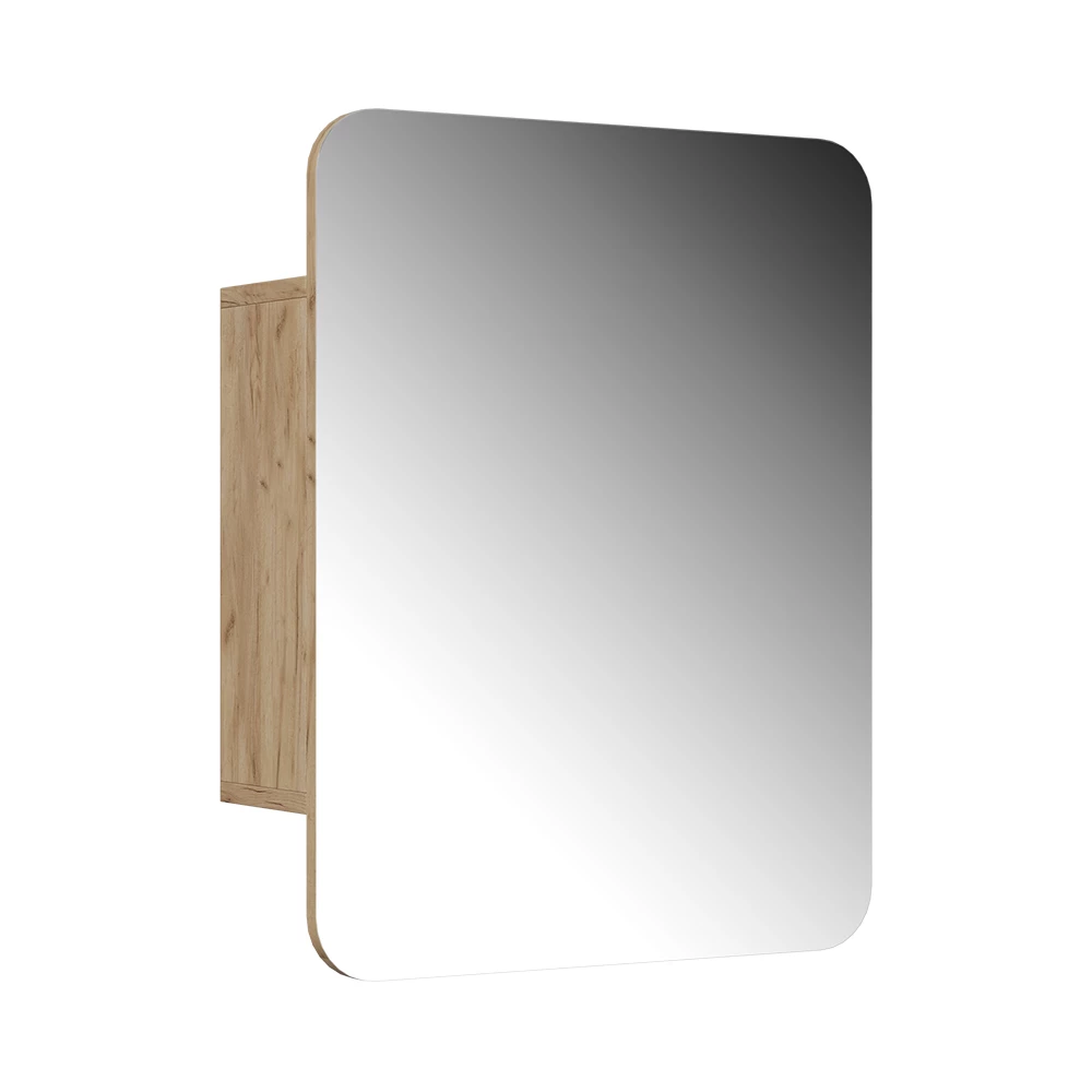 Badspiegelschrank in Goldkraft Eiche auf weißem Hintergrund