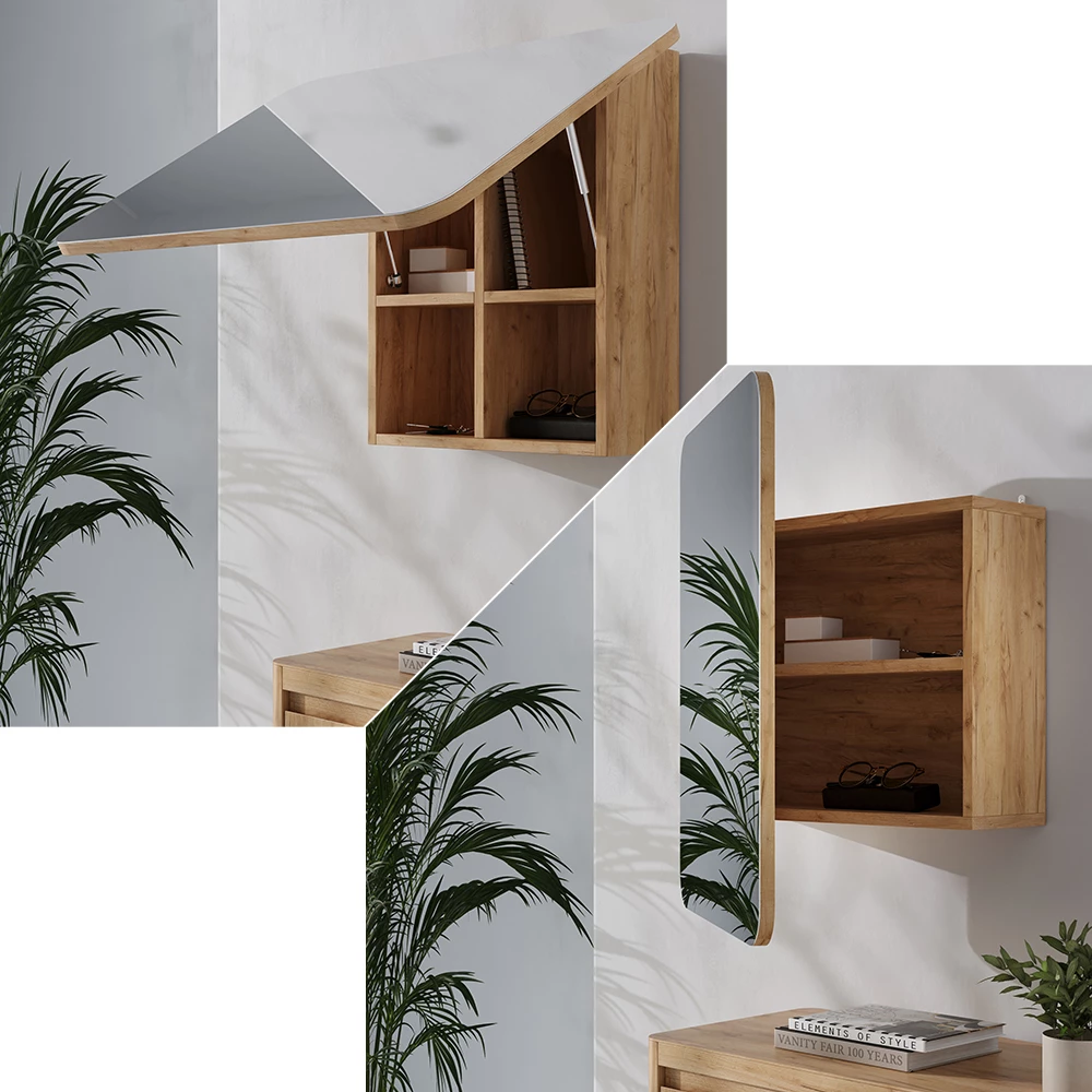 Badspiegelschrank Zino Goldkraft Eiche 65 x 50 cm mit Regalen Vicco