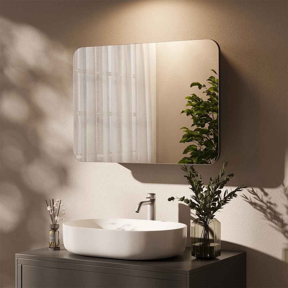 Badkamerspiegelkast in Antraciet, getoond in een sfeervolle omgeving met decoratie