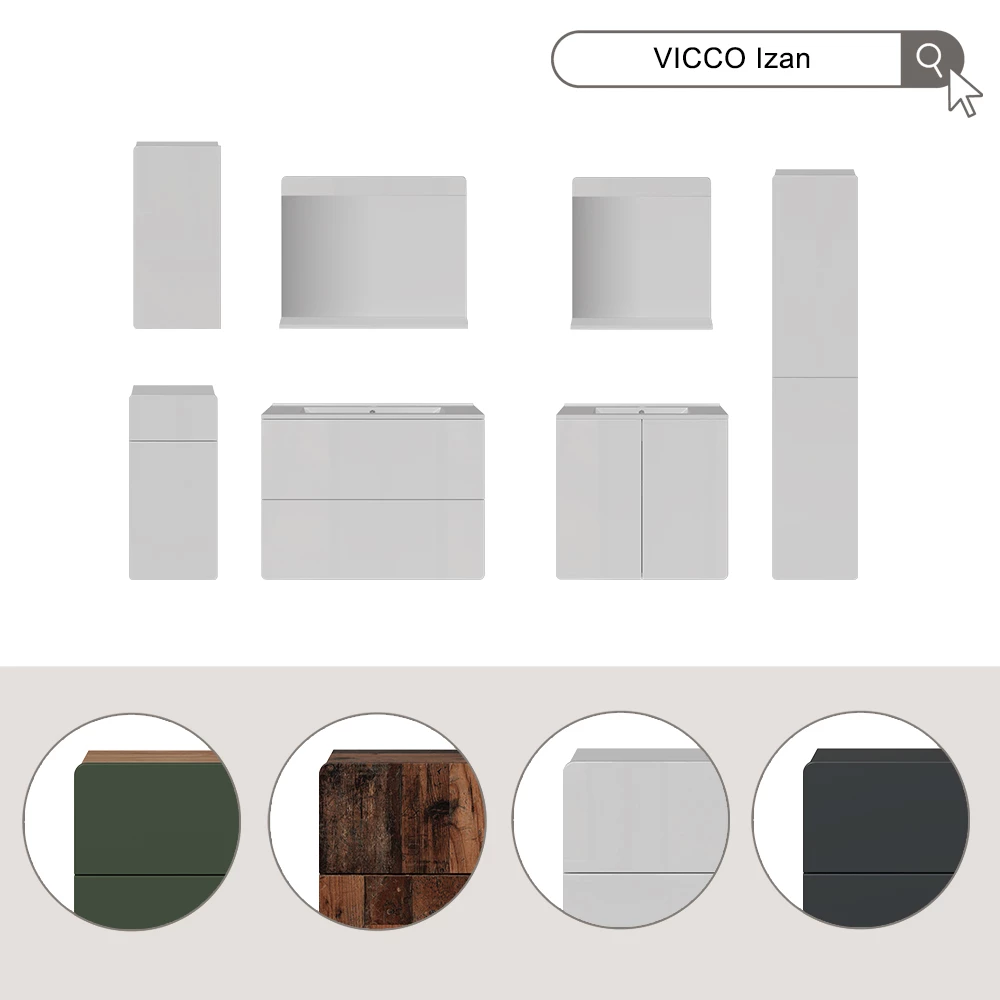 Vicco Dulap de baie Gri 36.6x171.6 cm, Izan