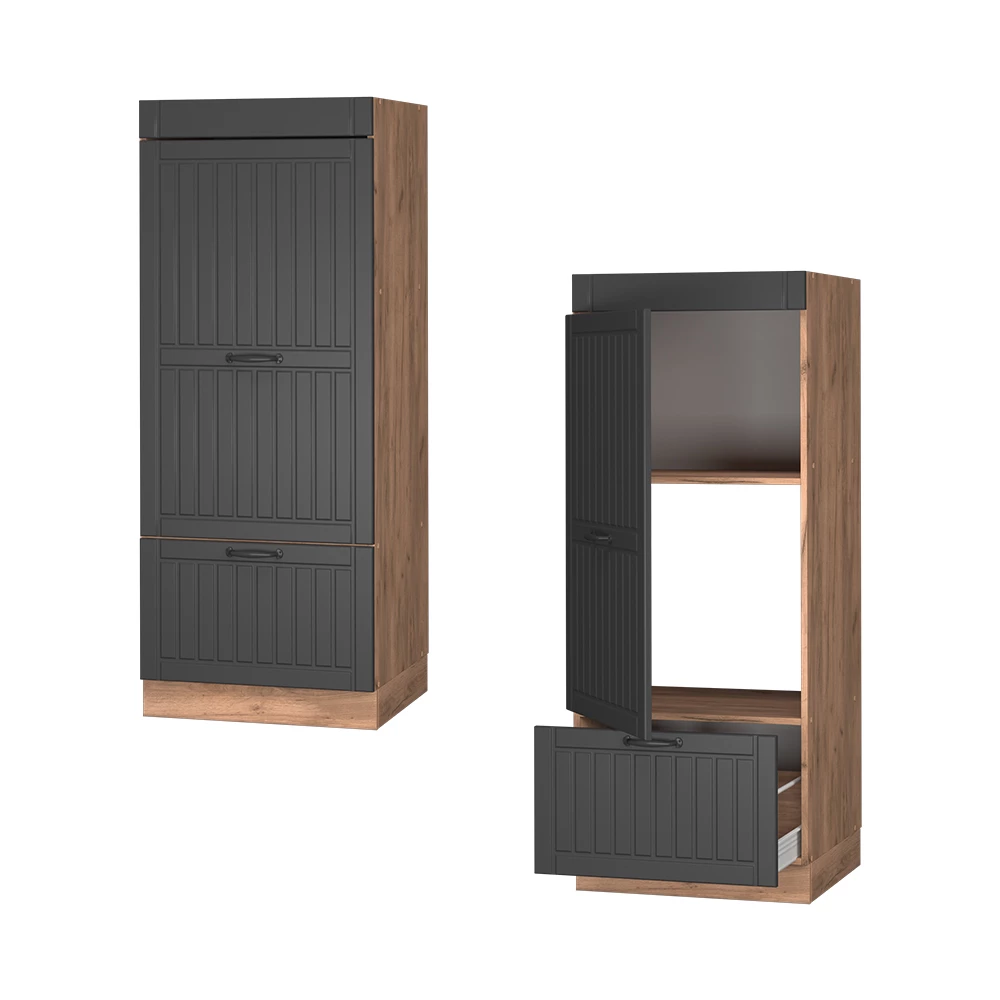 Vorratsschrank Fame-Line Dunkelgrau/Goldkraft Eiche 60 cm Vicco