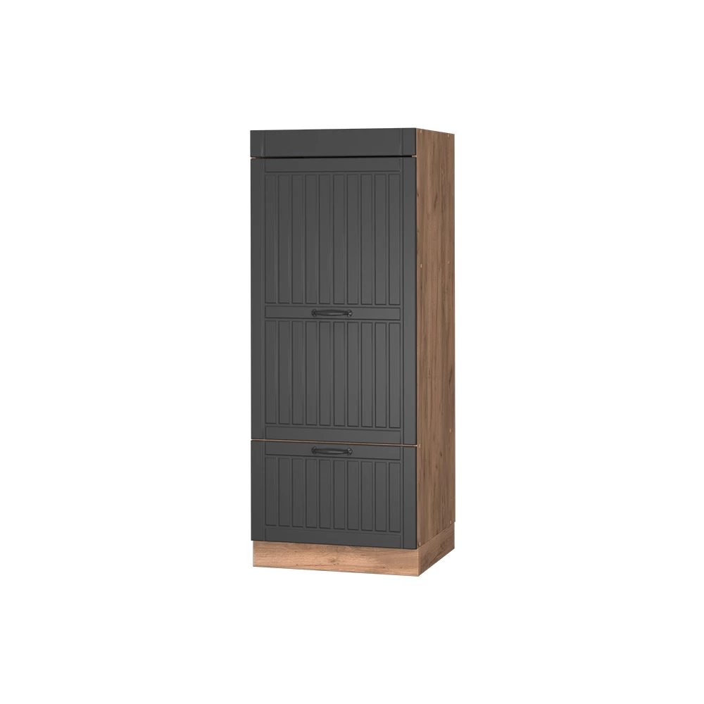Mikrowellenschrank in Dunkelgrau auf weißem Hintergrund