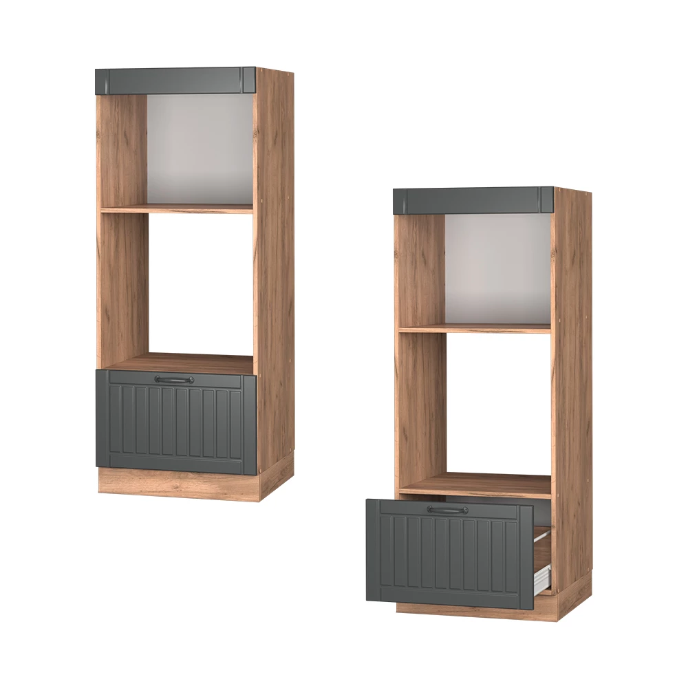 Mikrowellenschrank Fame-Line Dunkelgrau/Goldkraft Eiche 60 cm offen Vicco