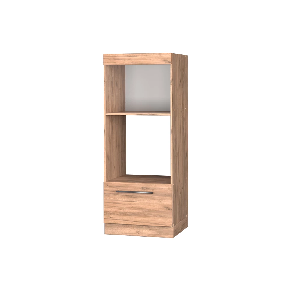 Mikrowellenschrank in Goldkraft Eiche auf weißem Hintergrund