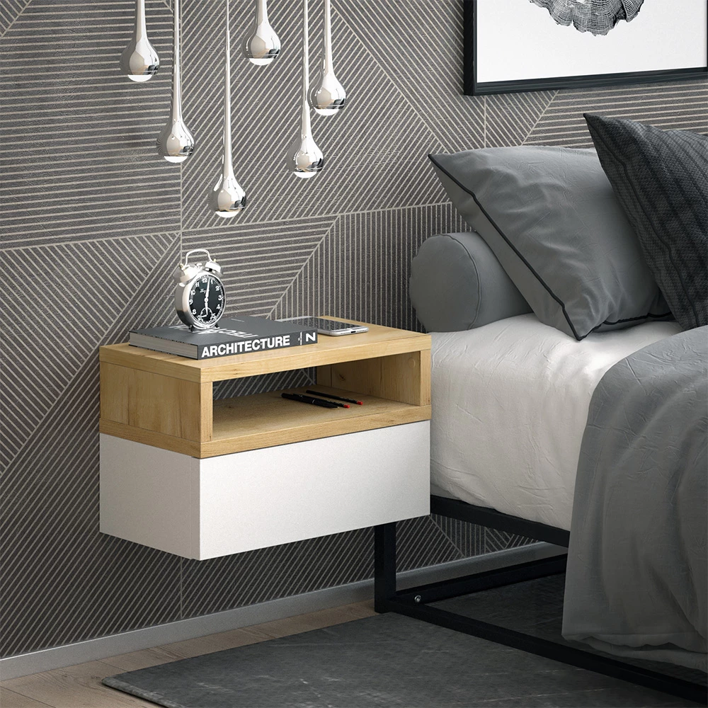 Nachttisch in Braun auf weißem Hintergrund