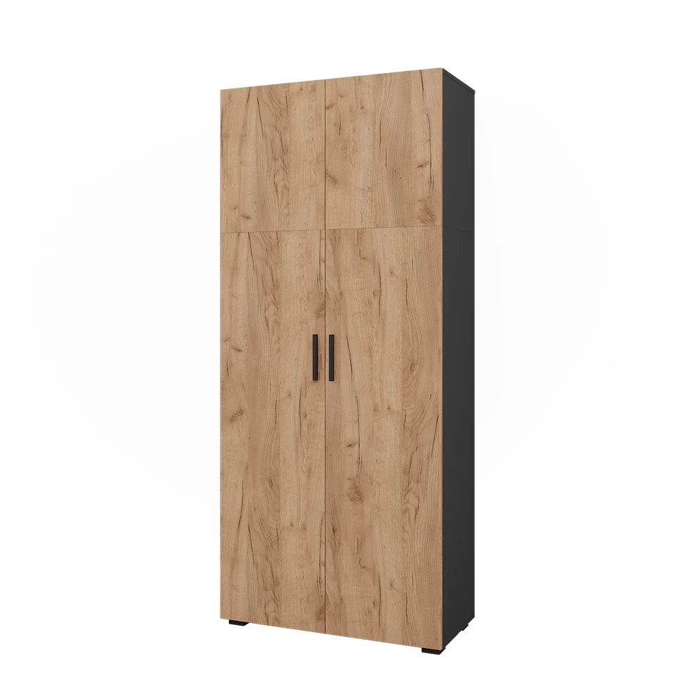 Universal cabinet in Anthracite/golden oak on white background