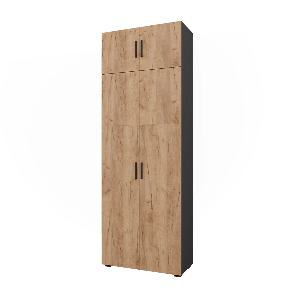 Universal cabinet in Anthracite/golden oak on white background