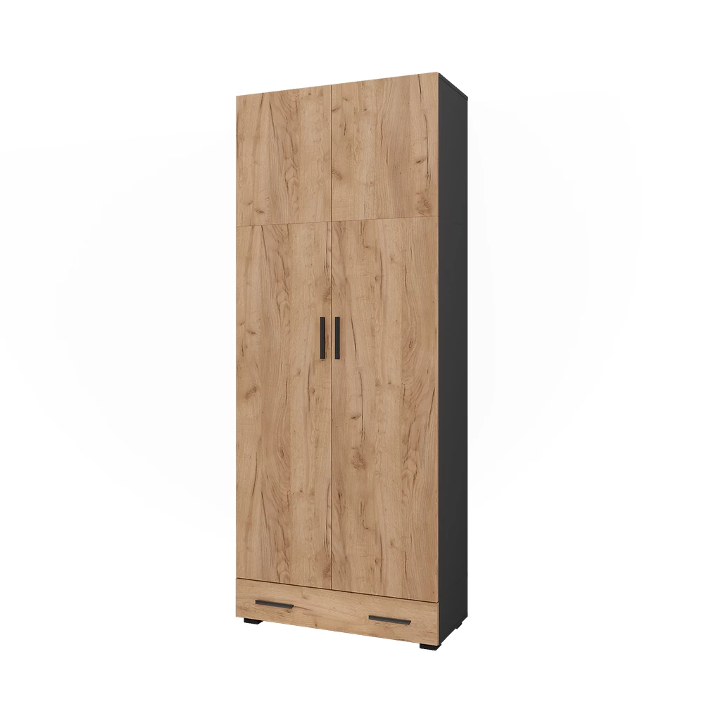 Universal cabinet in Anthracite/golden oak on white background