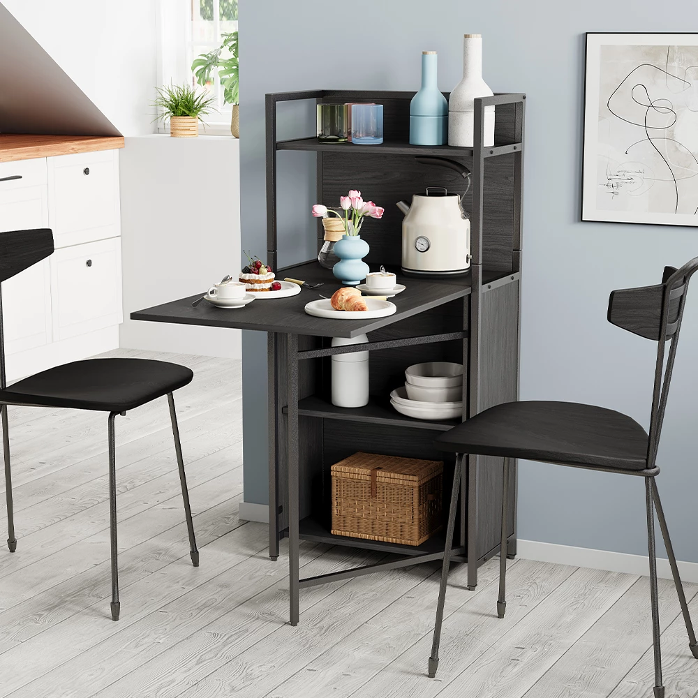 Schreibtisch in Schwarz auf weißem Hintergrund