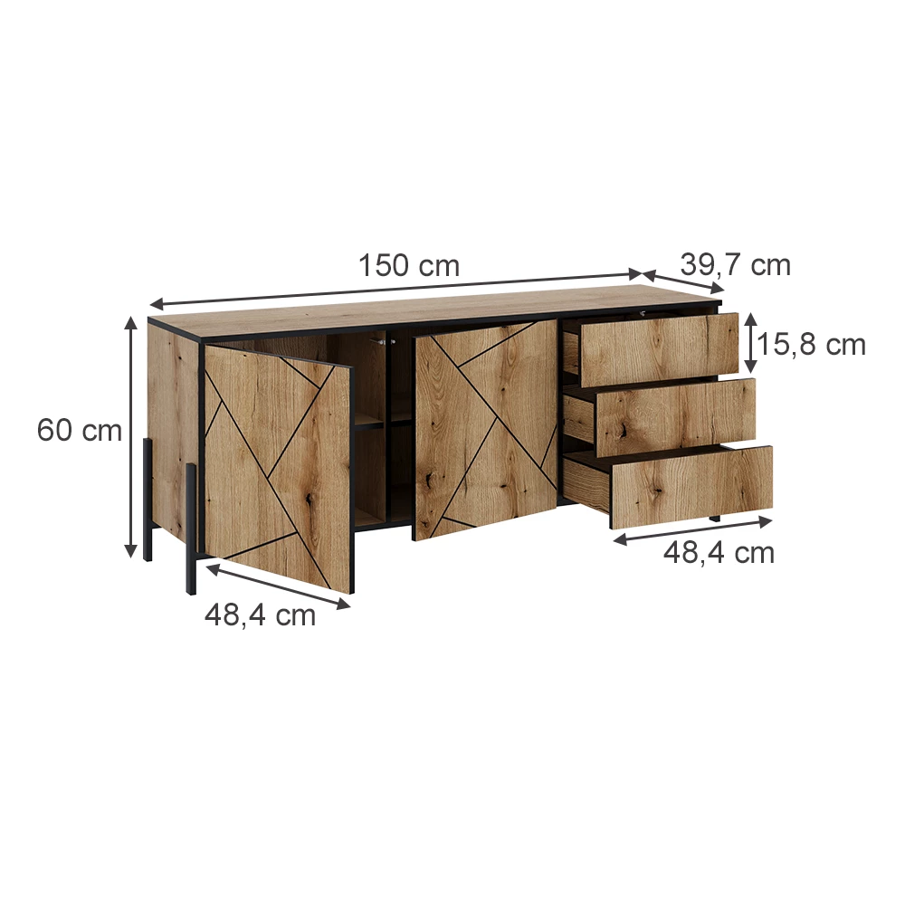Lowboard in ek on white background