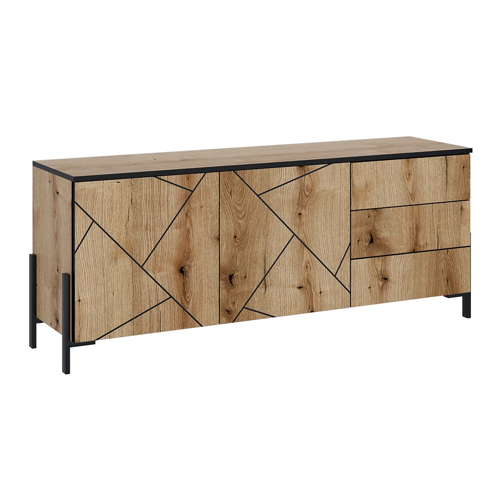 TV-meubel in Eiken op een witte achtergrond