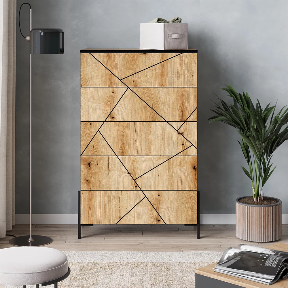 Cassettiera per camera da letto in Rovere shown in ambient setting with decoration