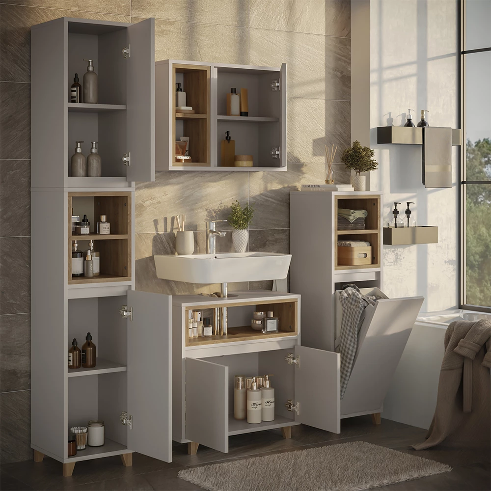 Set di mobili da bagno Elnor Grigio 4 parti Vicco