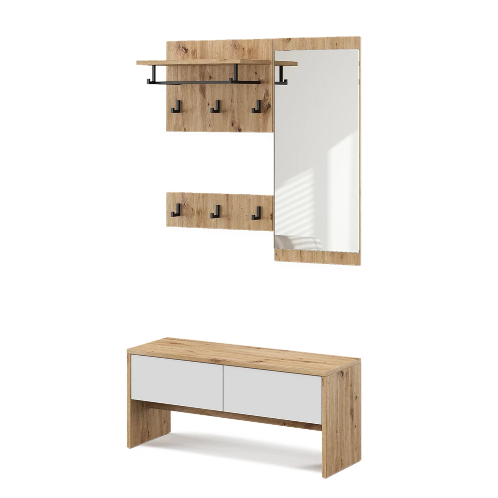 Garderobe in Weiß/Artisan auf weißem Hintergrund