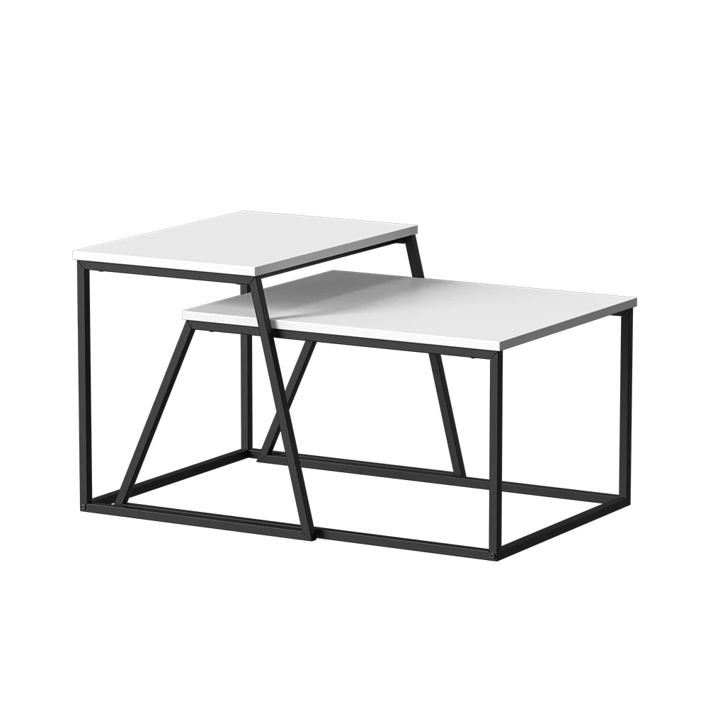 Conjunto de mesa de centro in Weiß/Schwarz on white background