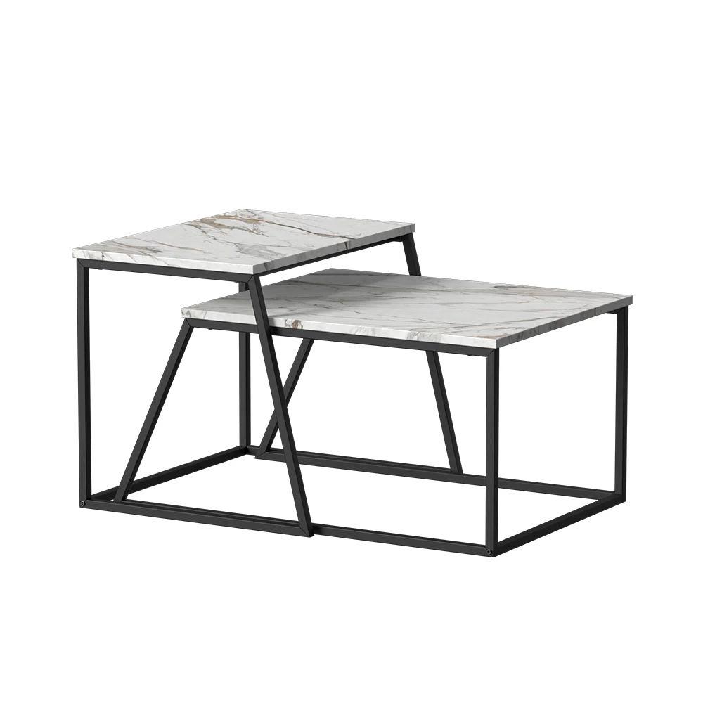 Conjunto de mesa de centro in Mármore Branco on white background