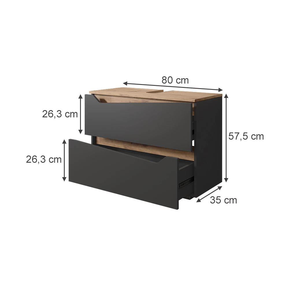 Dulap de bază pentru chiuvetă in antracit on white background