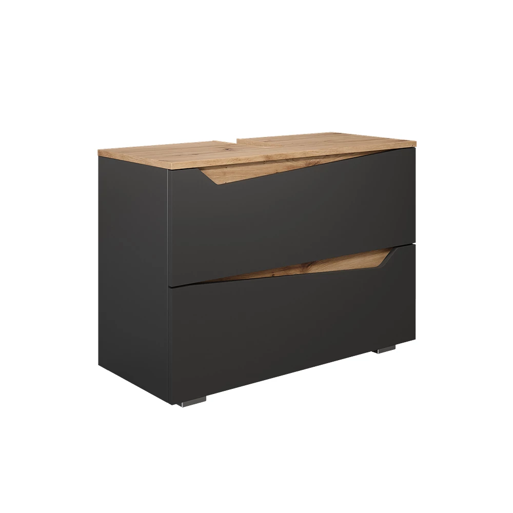 Wastafelonderkast in Antraciet op een witte achtergrond