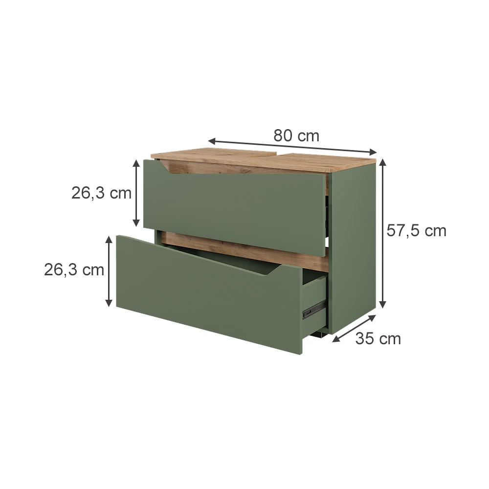Szafka na wannę w kolorze Zielony/rzemieślniczy na białym tle