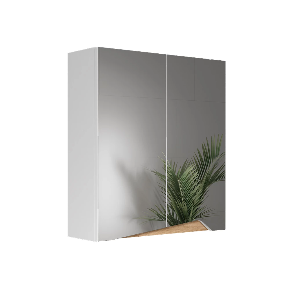 Spiegelschrank in Weiß auf weißem Hintergrund