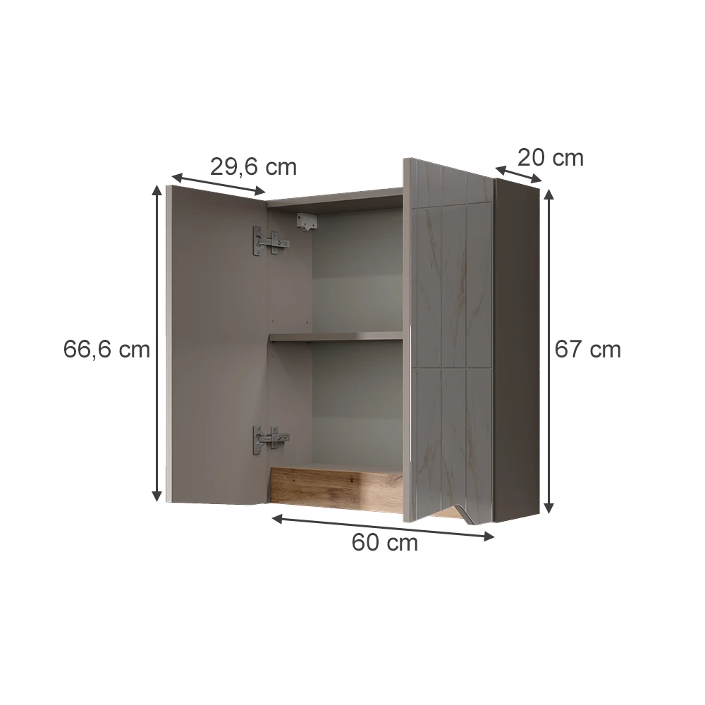 Szafka z lustrem w łazience w kolorze Szary na białym tle