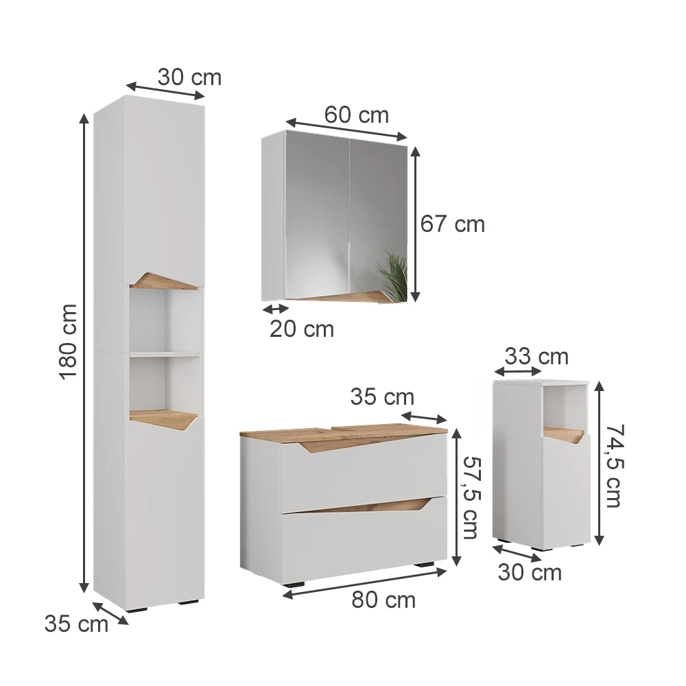 Badrumsmöbelset in Vit on white background