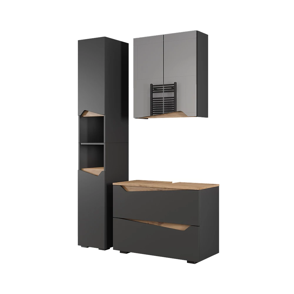 Badkamermeubelset in Antraciet op een witte achtergrond