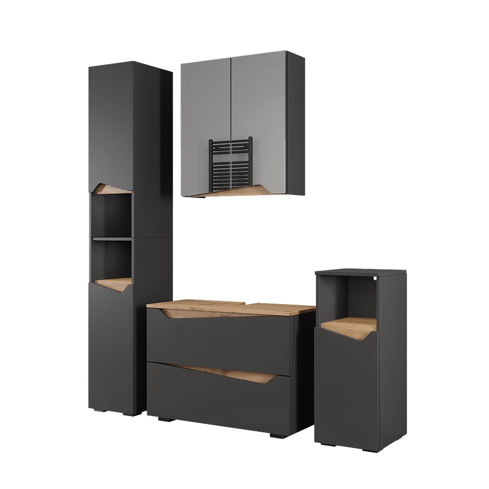 Set di mobili da bagno in Antracite su sfondo bianco