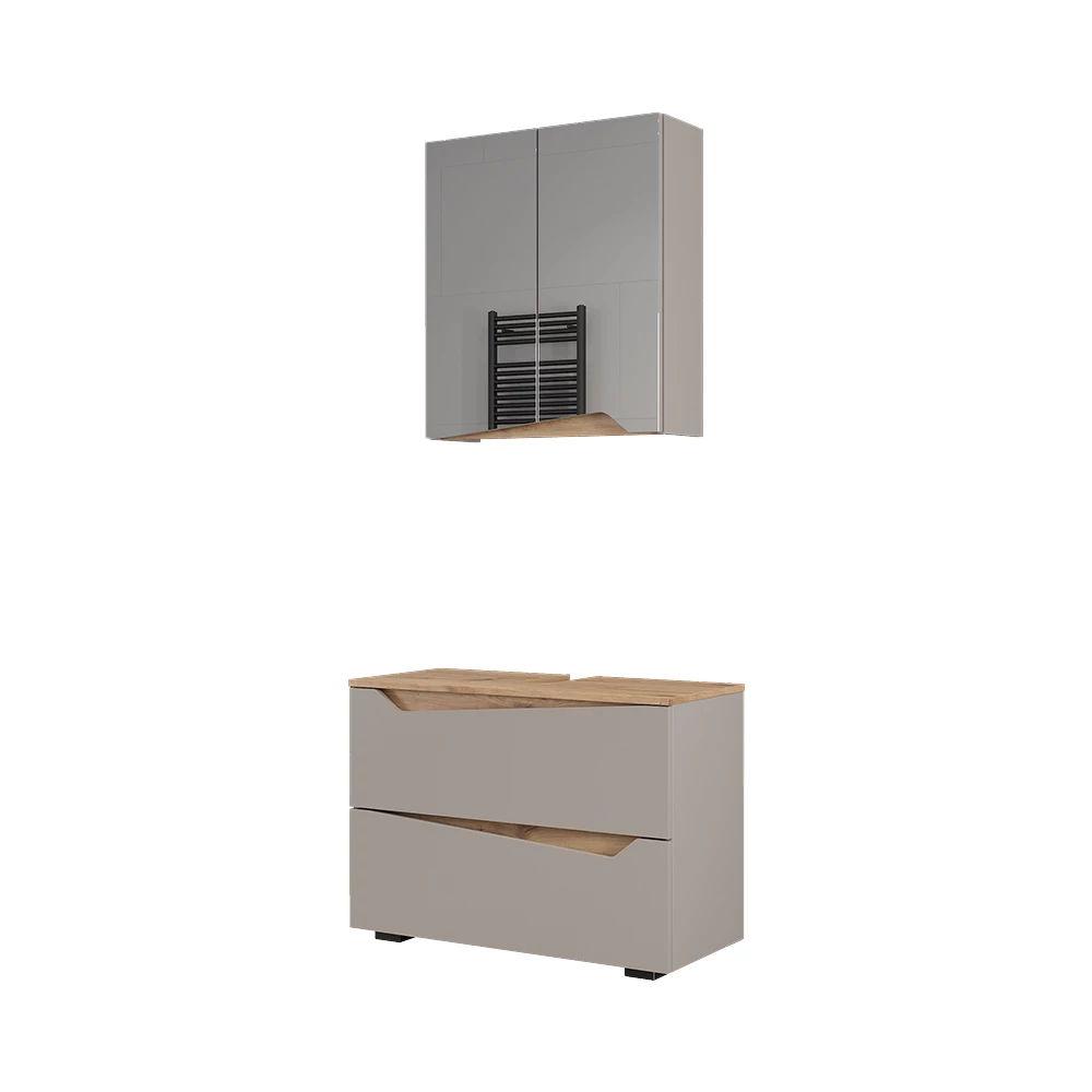 Set di mobili da bagno in Grigio su sfondo bianco