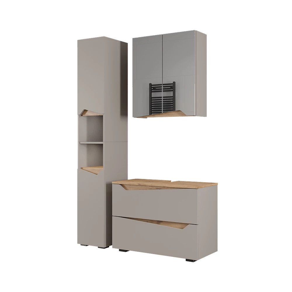 Set di mobili da bagno in Grigio su sfondo bianco