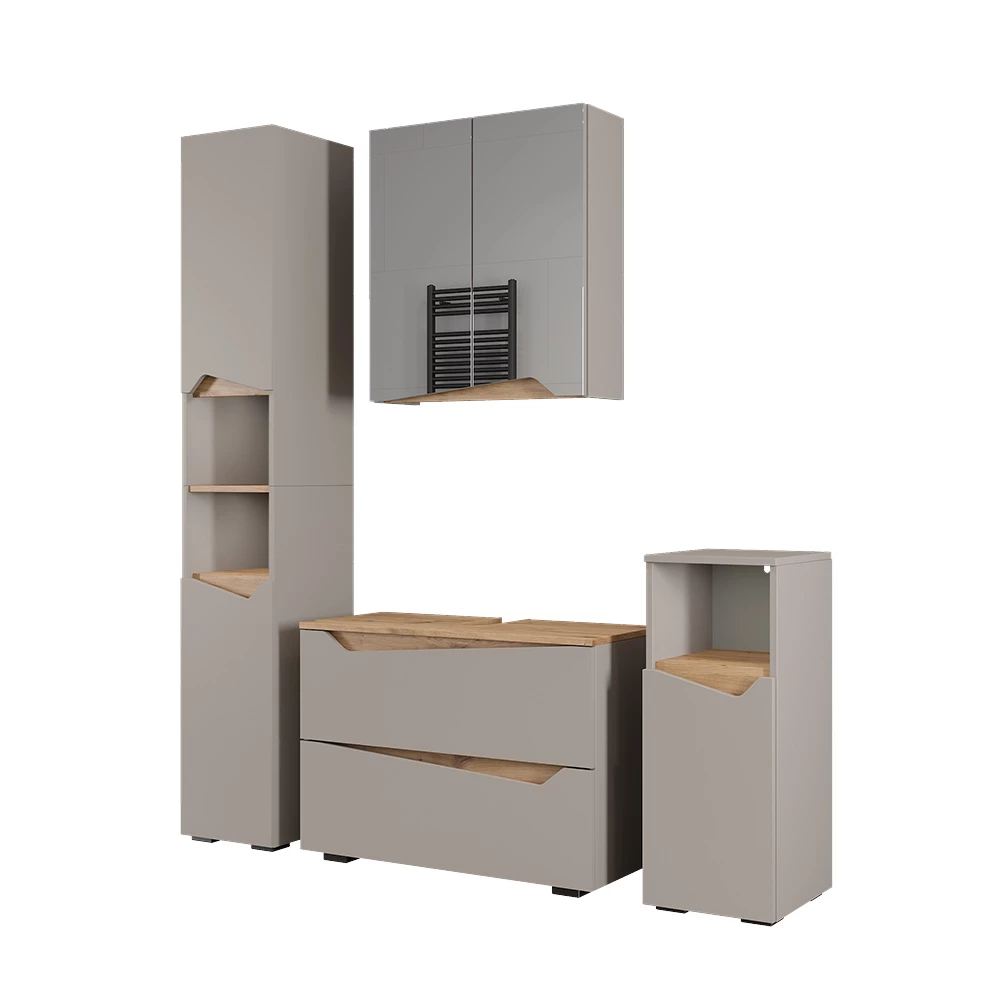 Set di mobili da bagno in Grigio su sfondo bianco