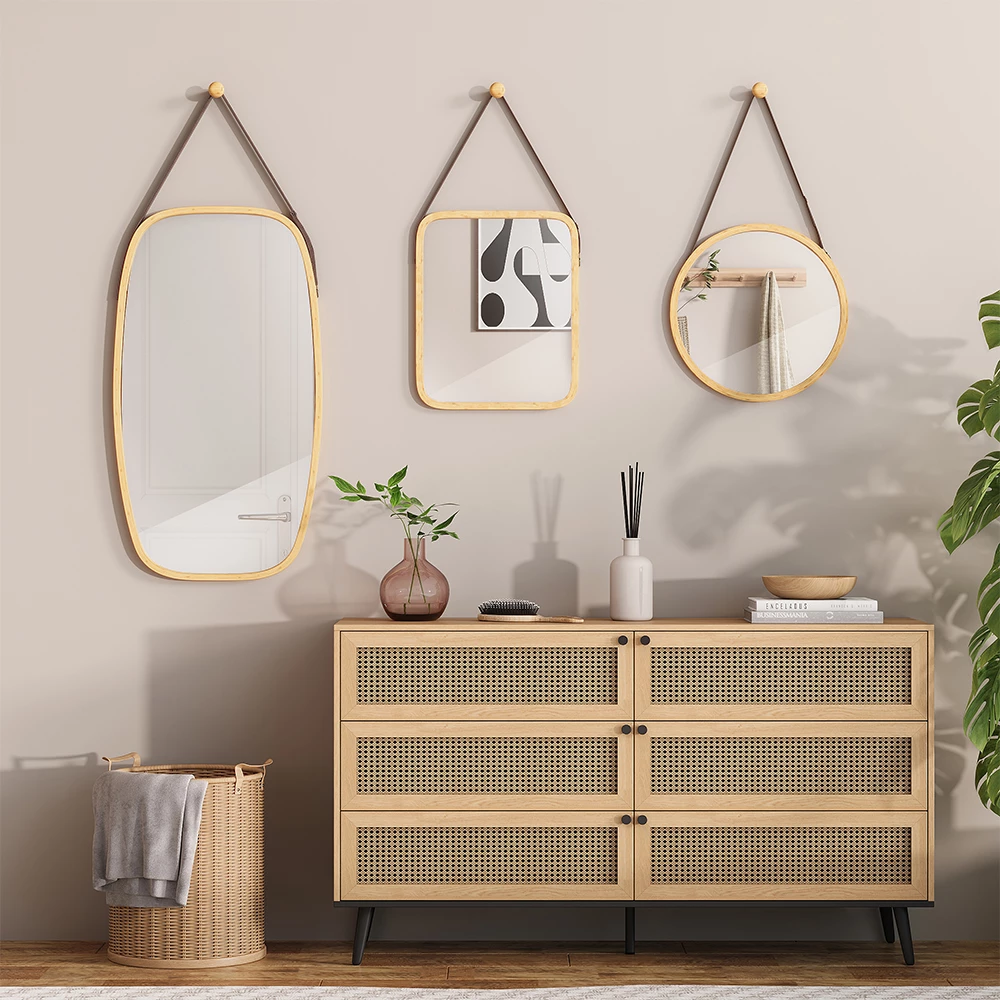 Specchio bagno Mirno Bambù 34 x 1.5 cm con cinturino regolabile Vicco