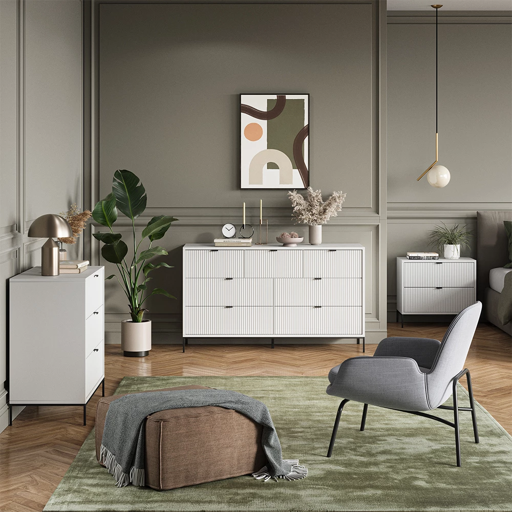 Skotipper Eliza Hvid 60 x 168 cm med 4 skuffer Vicco