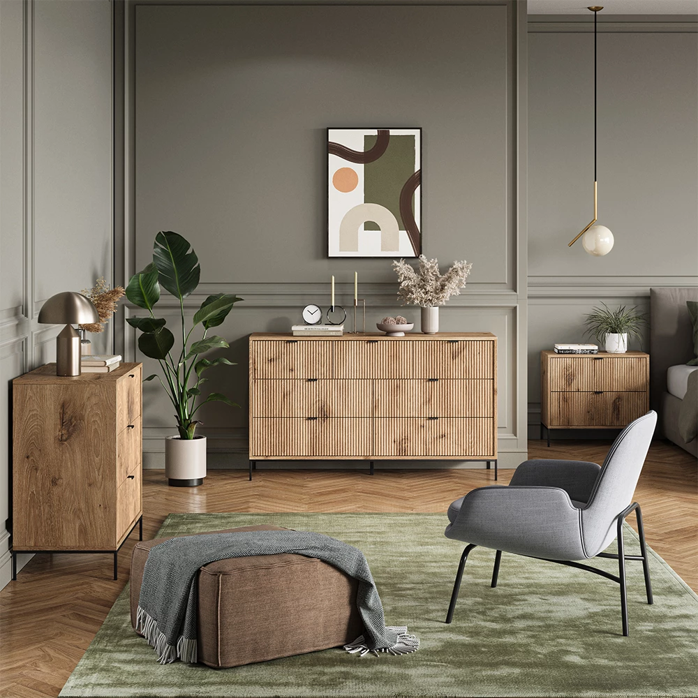 Skotipper Eliza Viking Eg 60 x 130 cm med 3 skuffer Vicco