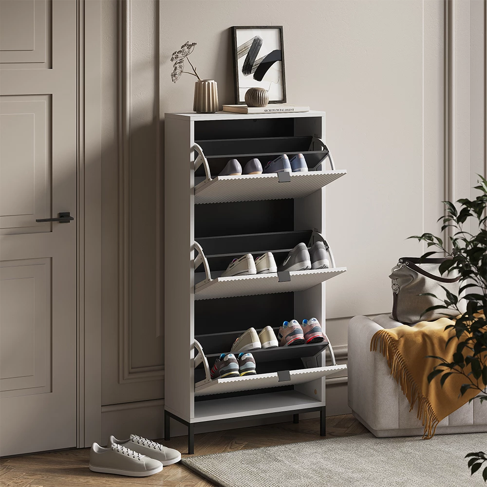 Skotipper Eliza Hvid 60 x 130 cm med 3 foldeskuffer Vicco